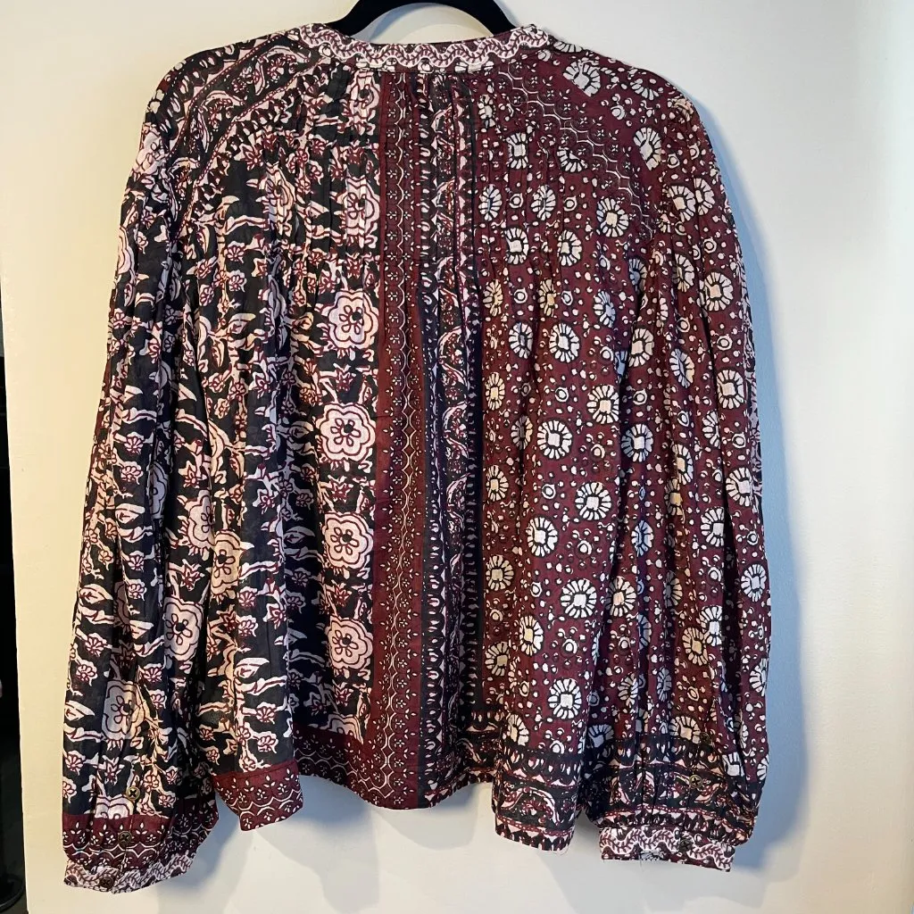 Ellie Tahari Floral Print Cotton Puff Sleeve Blouse, XL - NWT - Image 2