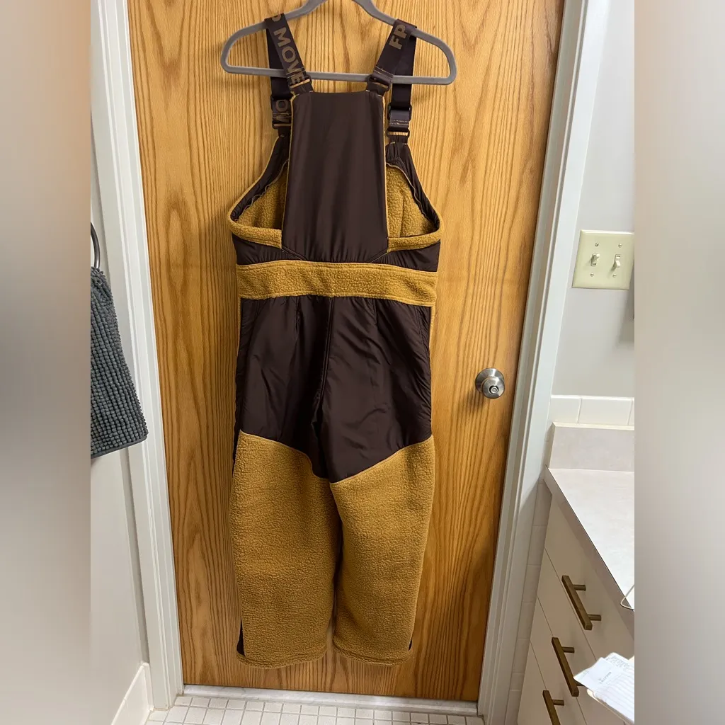 Free People Movement Hit the Slopes High Pile Fleece Snow Bibs Sz S - Image 3