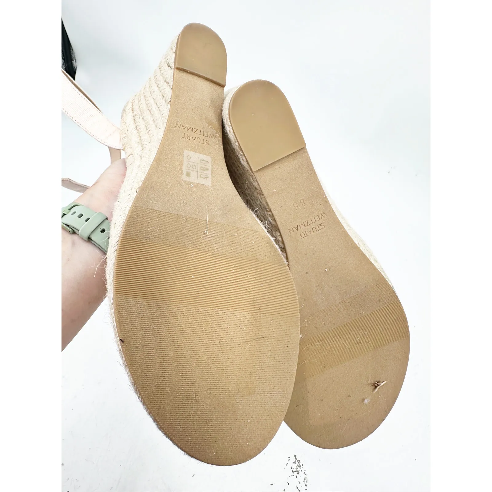 Stuart Weitzman Nude Espadrille Wedge Heel Nude Sandal Pumps Size 8.5 - Image 4