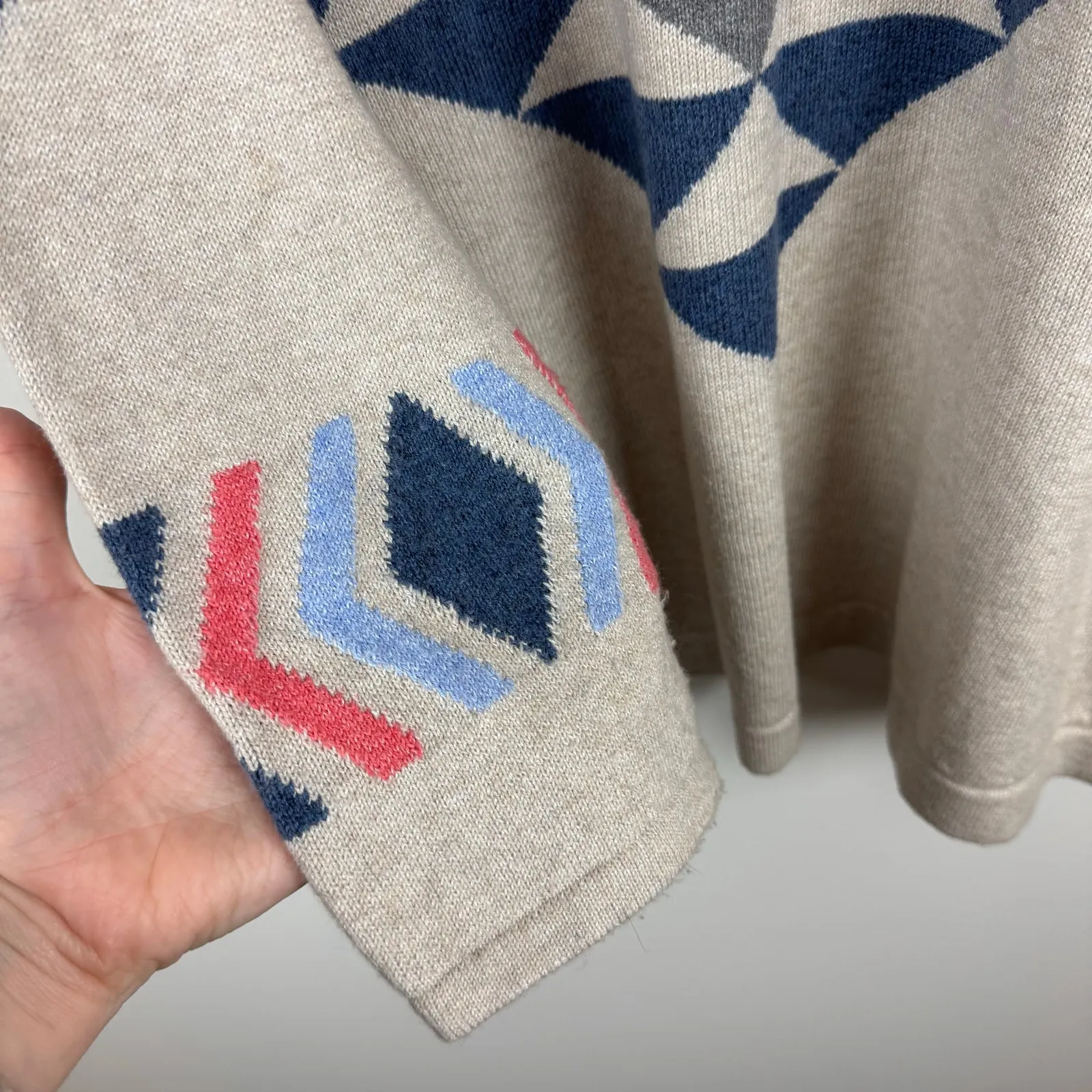 J Jill Womens Intarsia Open Front Cardigan Sz MP | Aztec Western Academia Boho Tan - Image 7