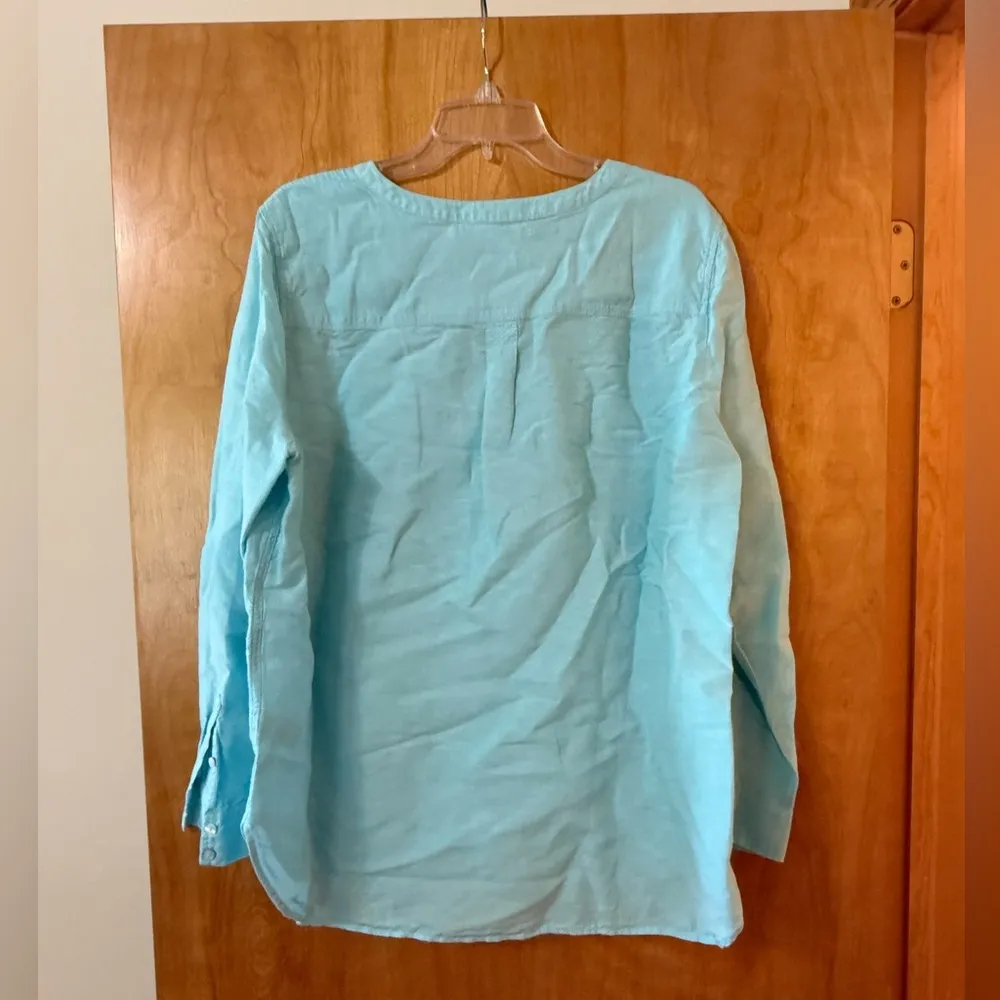 Talbots Tunic Top Shirt Linen Blend Coastal Blue Beach Travel Cruise Women’s XL - Image 6