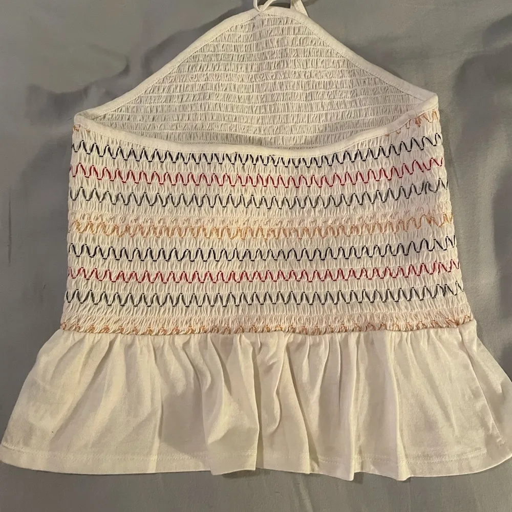 American Eagle  Cream Halter with Color Embroidered Design - Image 4