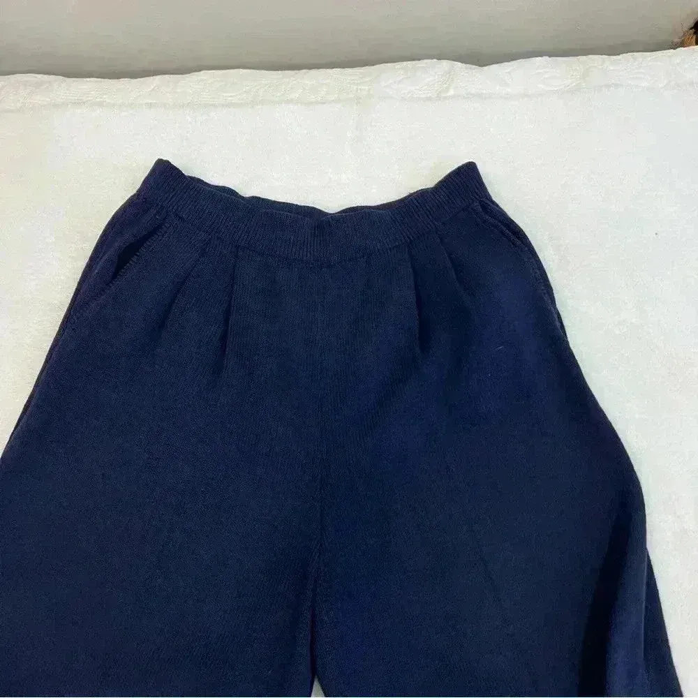 St. John Womens 6 navy Santana Knit Pockets Wide Leg Pant Trousers Pull … - Image 3