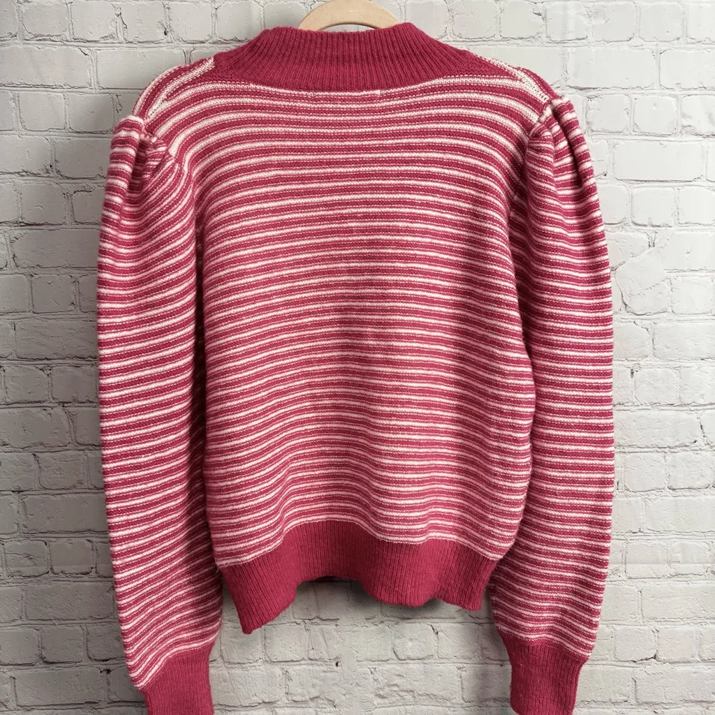 Strut and Bolt New hot pink striped fuzzy sweater size large mock neck girly - Image 6