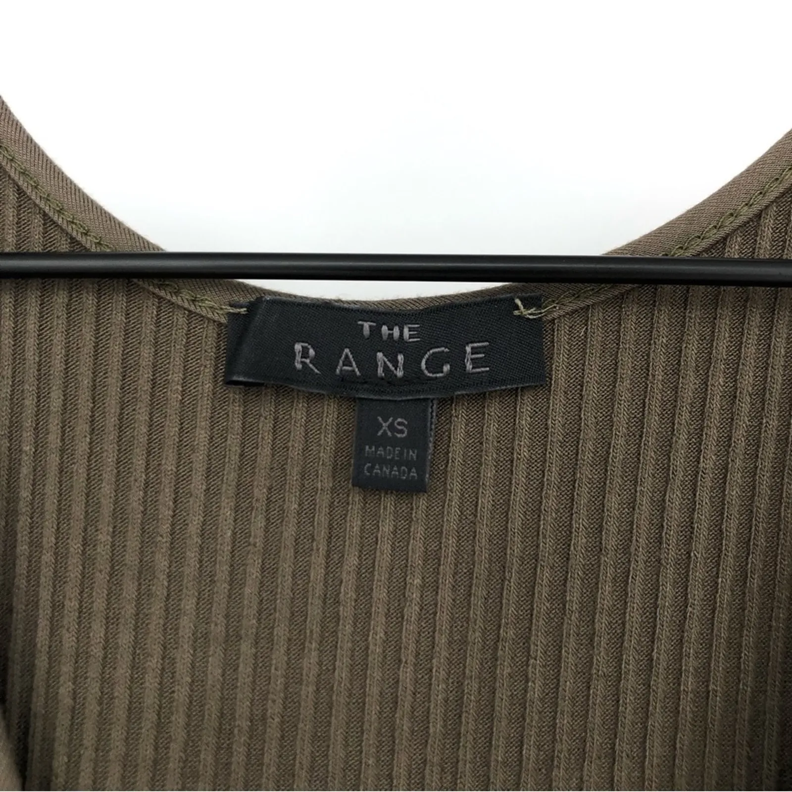 THE RANGE Ribbed Button Maxi Dress Olive Green XS - Image 6