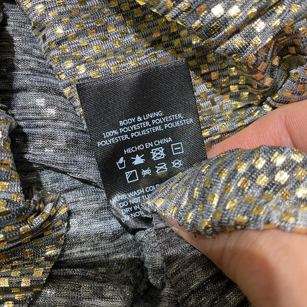 Anthropologie Sabina Musayev Eugene shimmery metallic tunic dress with necktie Silver Size L - Image 6