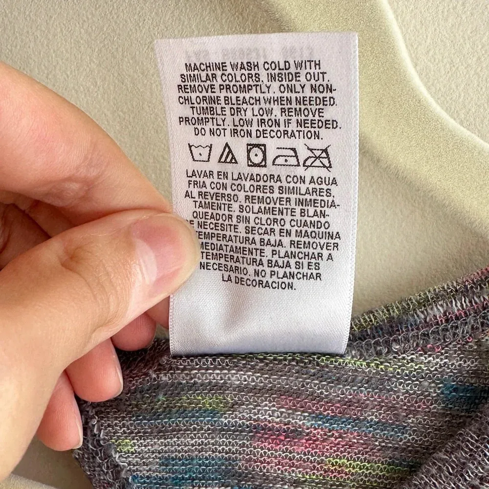 Stranded Grey/Pink/Blue/Green Heathered Short Sleeve Shirt, Keyhole Back, Large Gray - Image 8