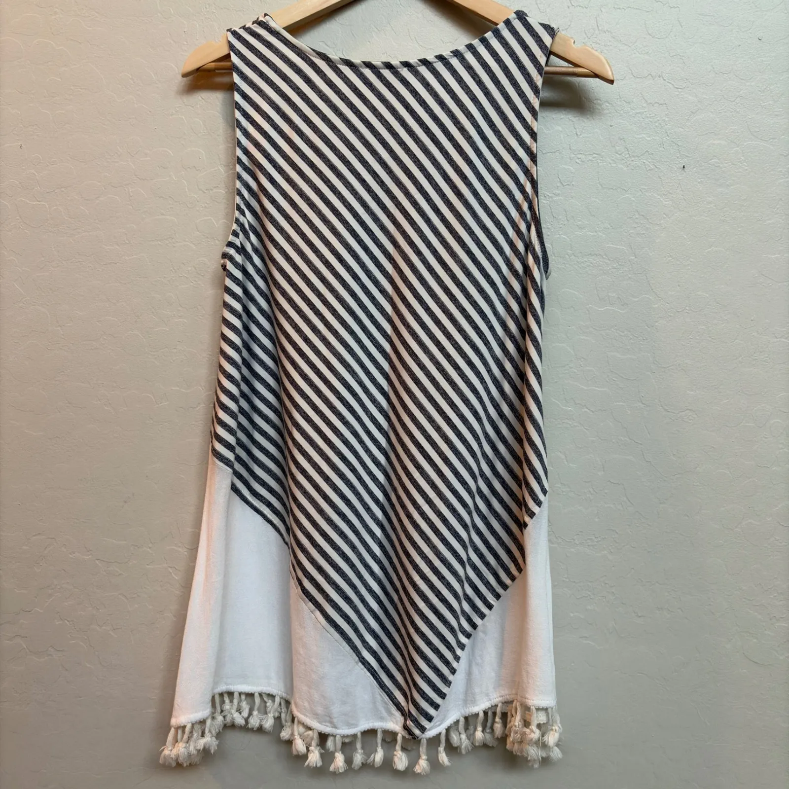 Umgee Striped Tassel‎ Tank Top Tunic Sleeveless Casual Summer Beach Cover Up S - Image 4