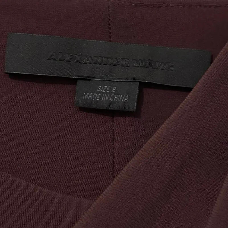 Alexander Wang  Burgundy Draped Cocktail Midi Dress Size 8 - Image 3