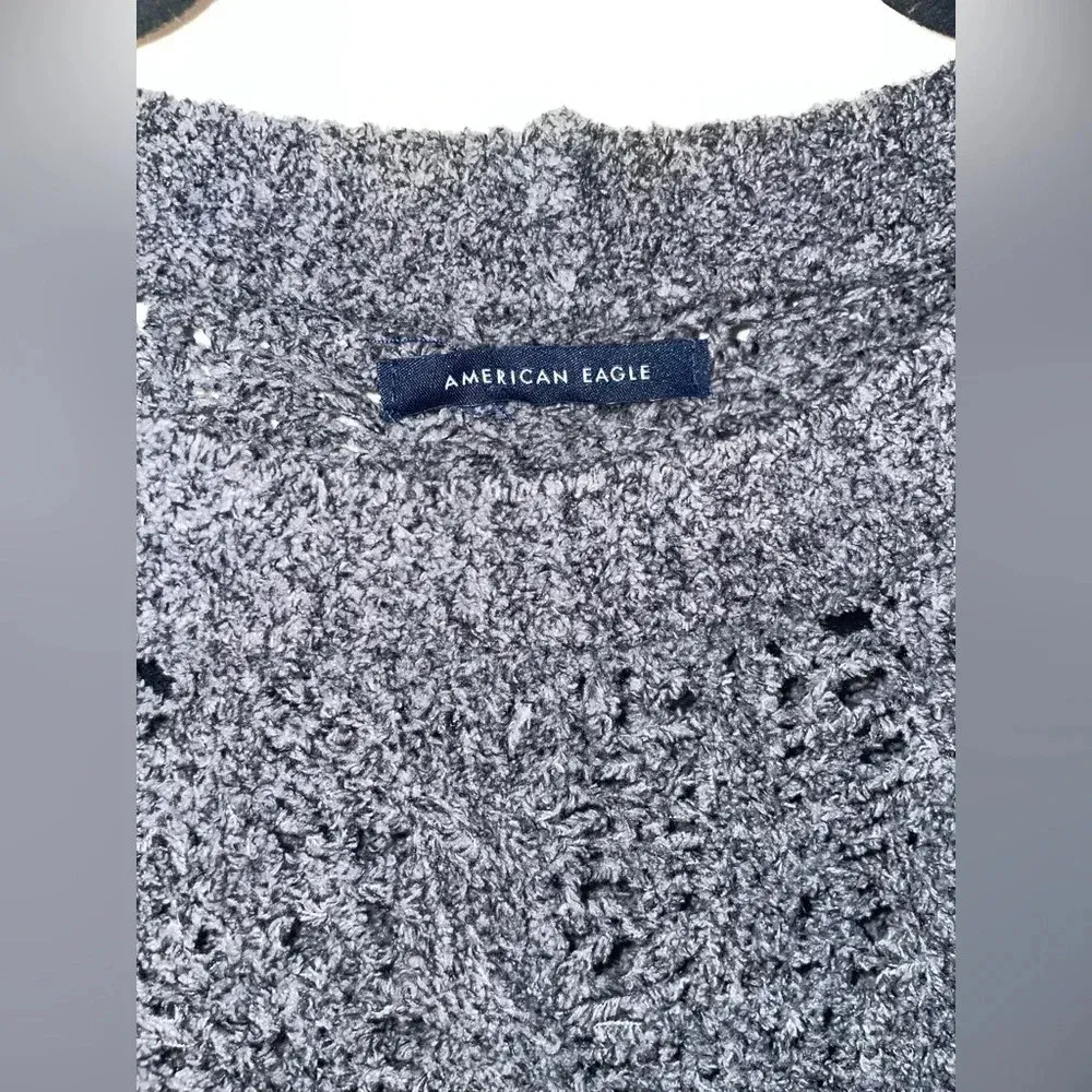 American eagle blueish/ grey chenille oversized‎ cropped sweater - Image 3