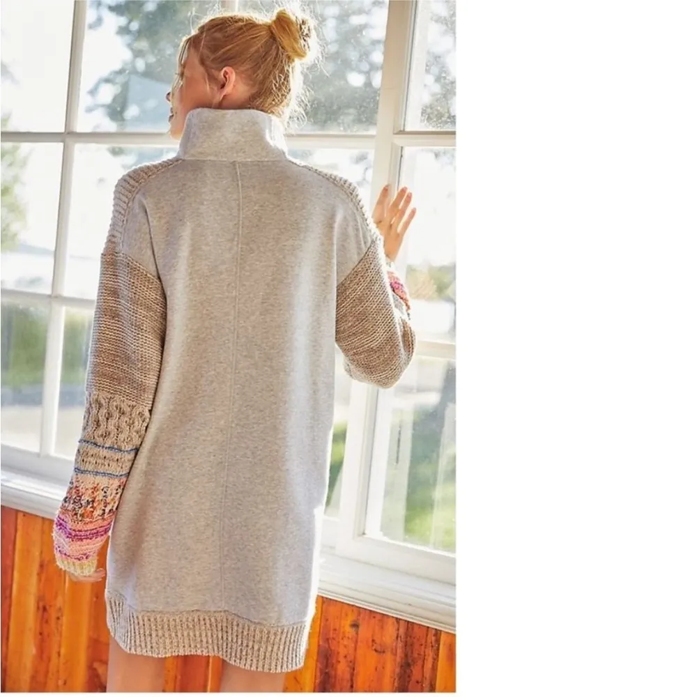 Daily Practice by Anthropologie Cozy Cowl Neck Tunic Dress gray pink size large - Image 3