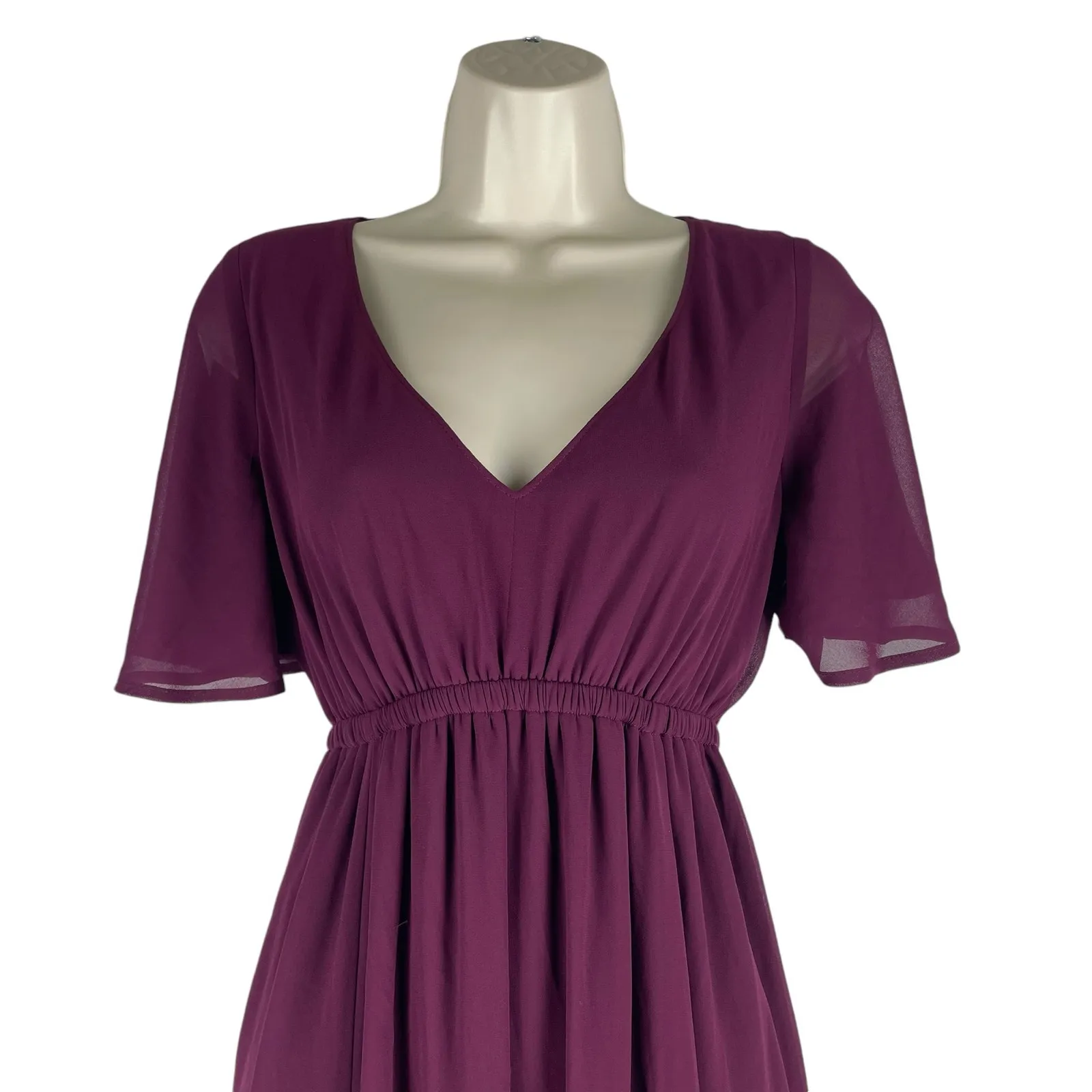 Show me Your Mumu Emily Chiffon A-Line Evening Gown Merlot Size XS - Image 6