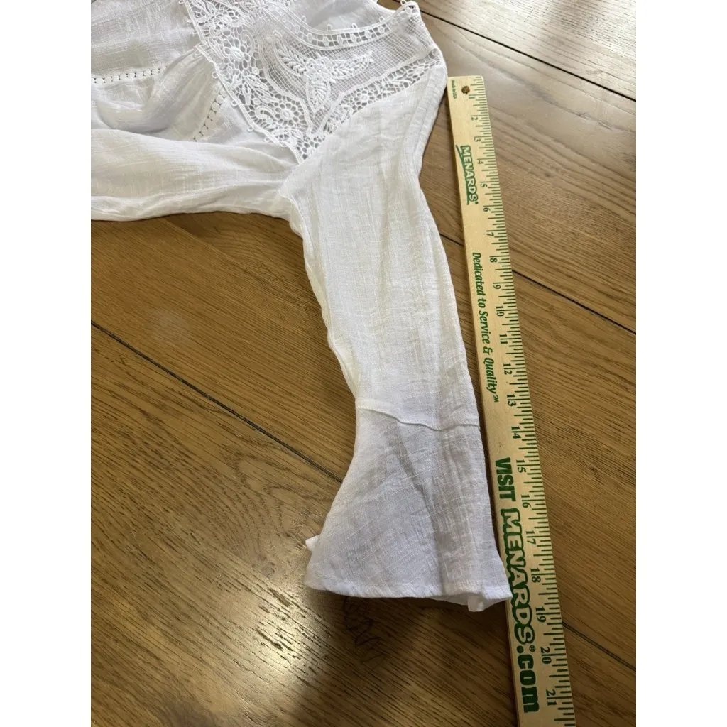 Zac & Rachel Floral Embroidered Tunic Top White Lightweight Flowing‎ Size Small - Image 6