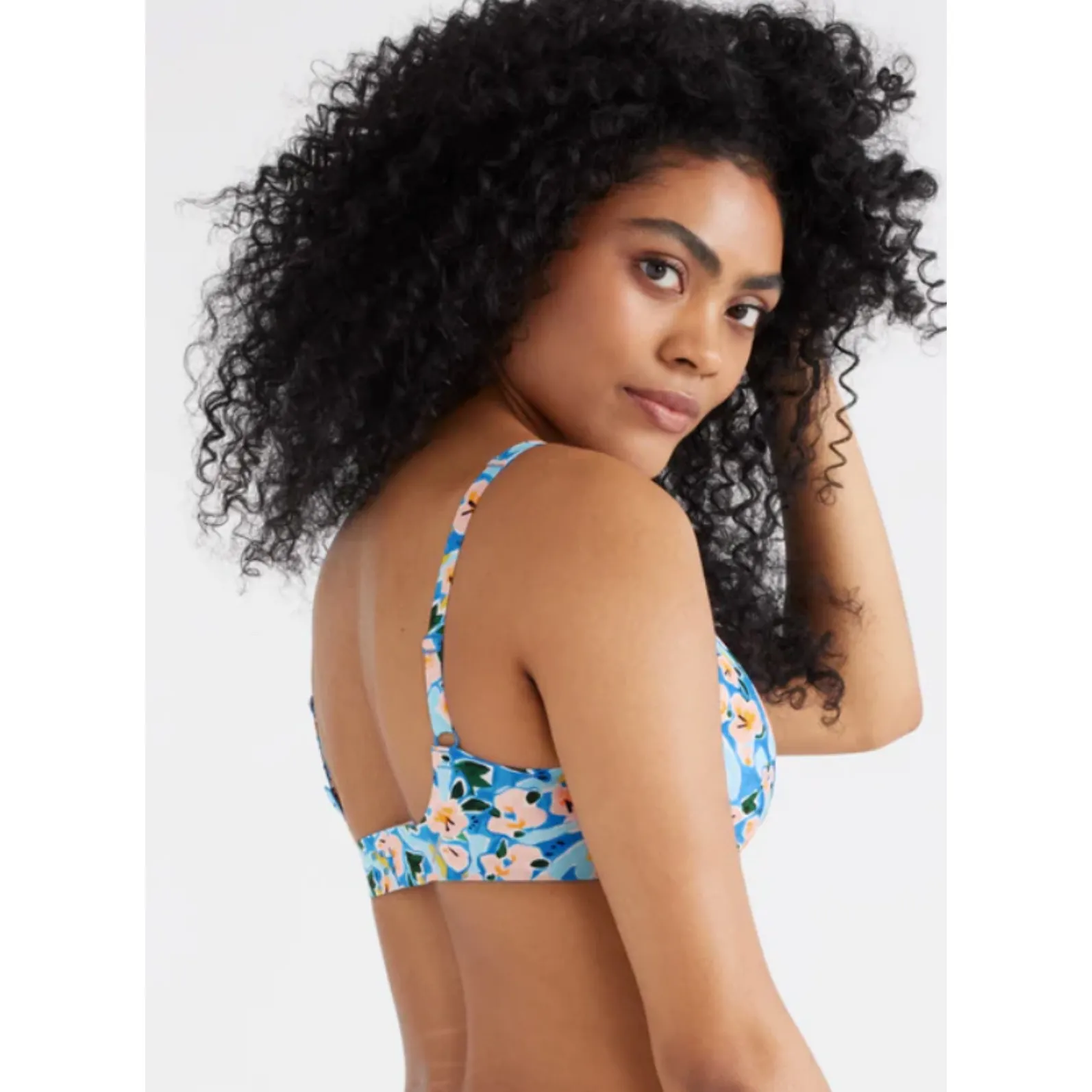 Knix Revolution Wireless Wire Free Seamless V Neck Bra Blue Floral 36 D DD 1+ - Image 7