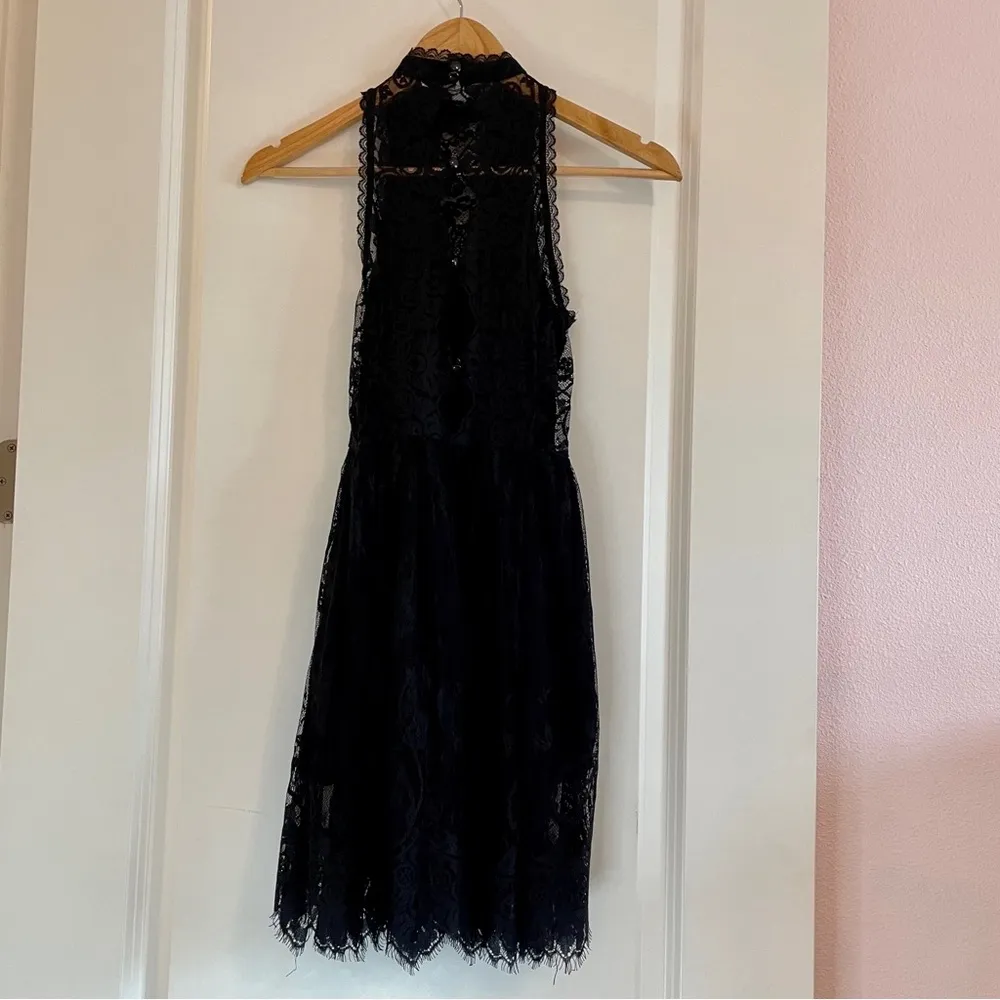 Love + HARMONY Black Lace Mini Button Back Dress Size Small - Image 10