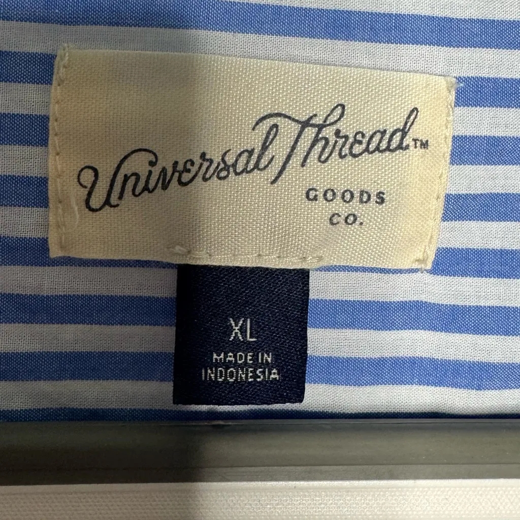 Universal Thread Blue White Striped Cinch Waist Maxi Shirtdress Size XI - Image 7