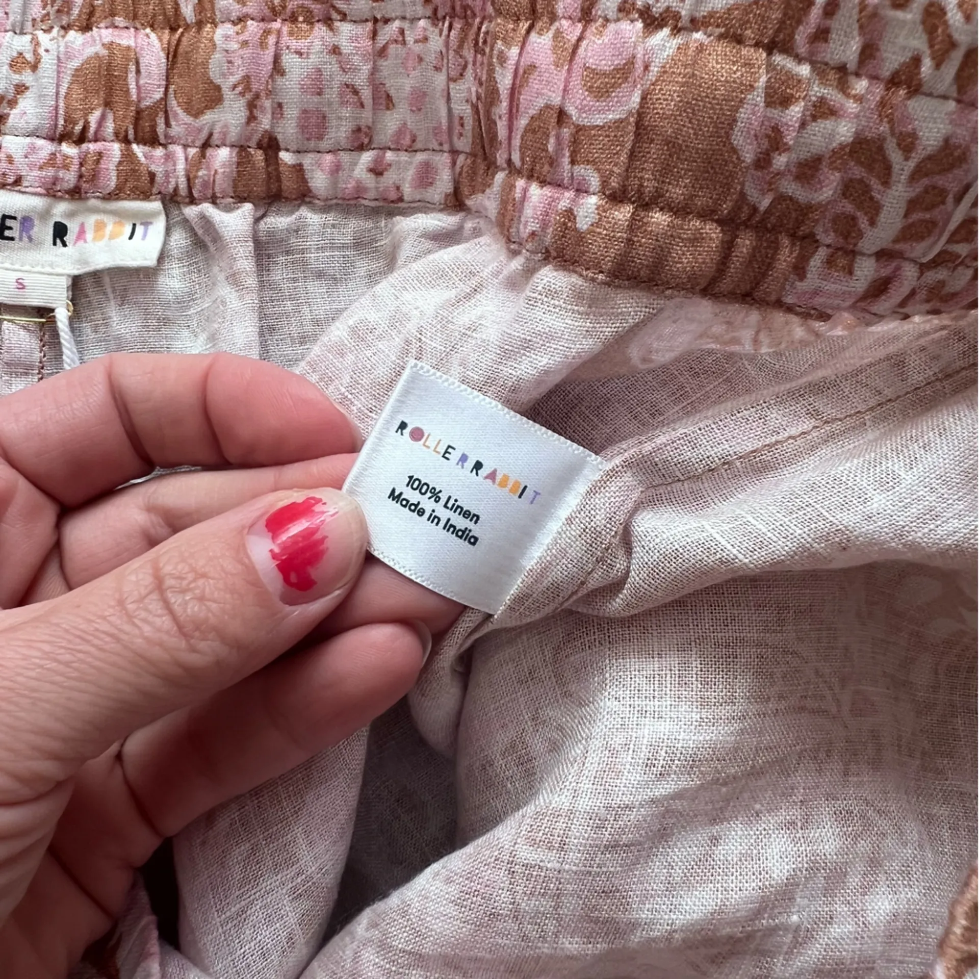 NWT roller rabbit 100% linen Amanda sage pant in‎ camel - Image 11