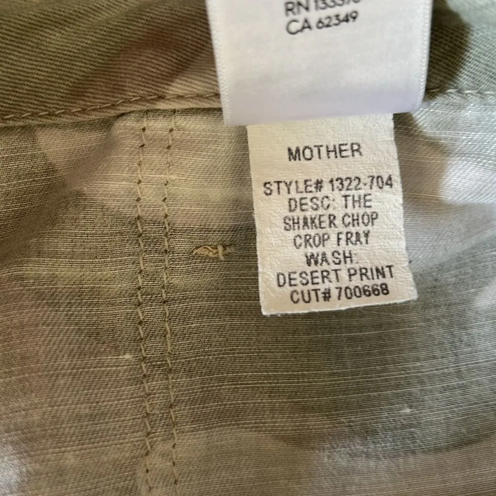 MOTHER The Shaker Chop Crop Fray Camo Pants Y2K Mid Rise Streetwear Size 26 White - Image 8