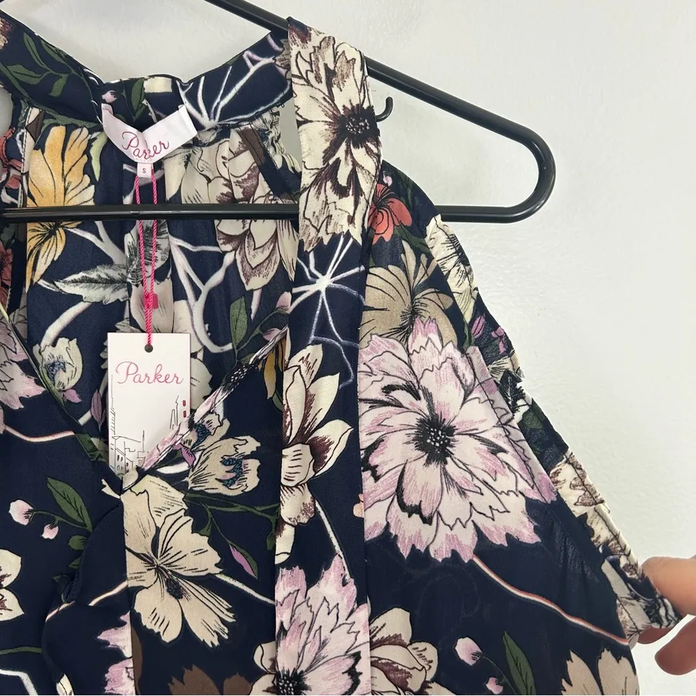 NWT Parker Floral Tie Neck Sleeveless Aquarius Blooms Blouse/Tank Size Small - Image 7