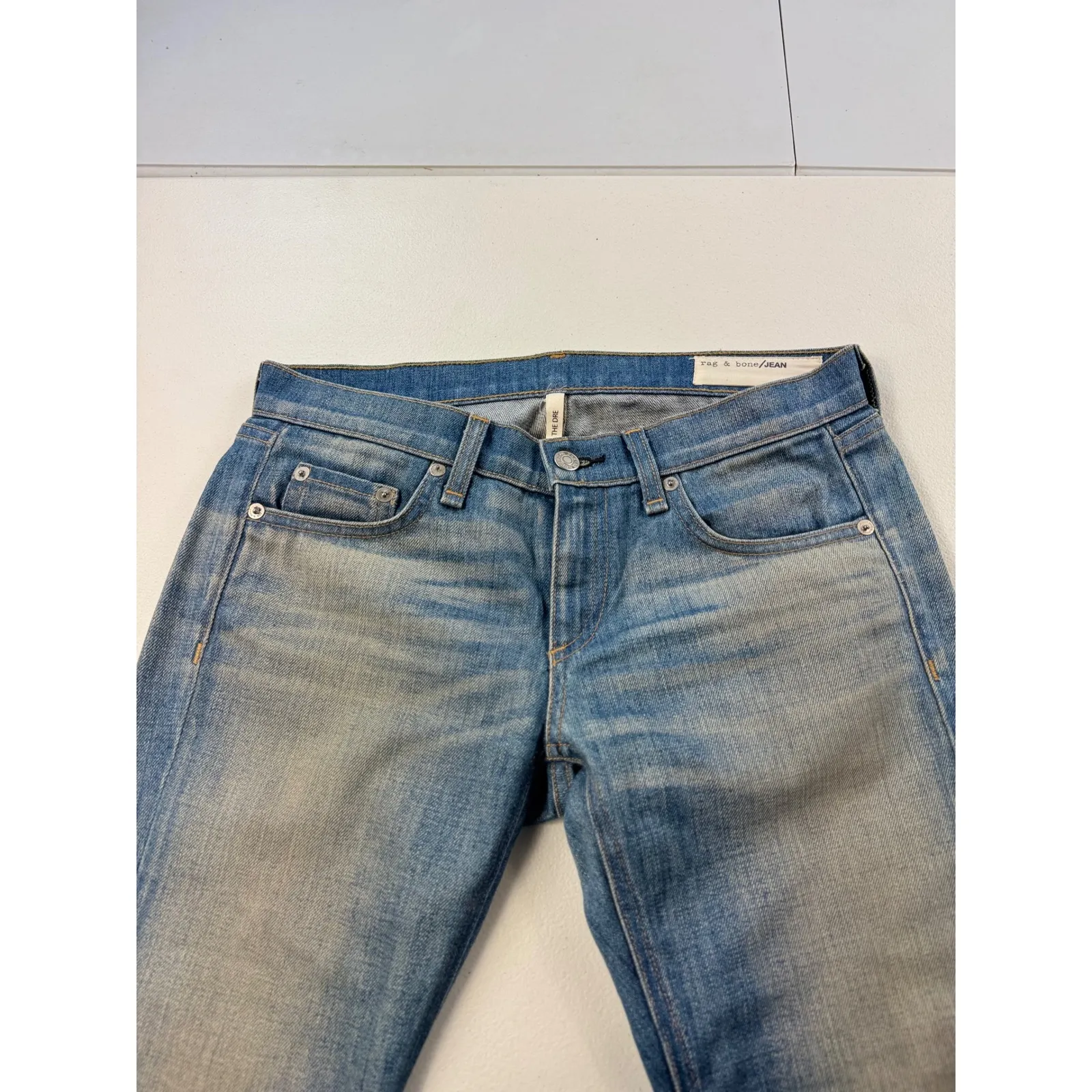 Rag & Bone The Dre Low Rise Ankle Skinny‎ Jeans Size 24 Green Cast Wash Denim - Image 11