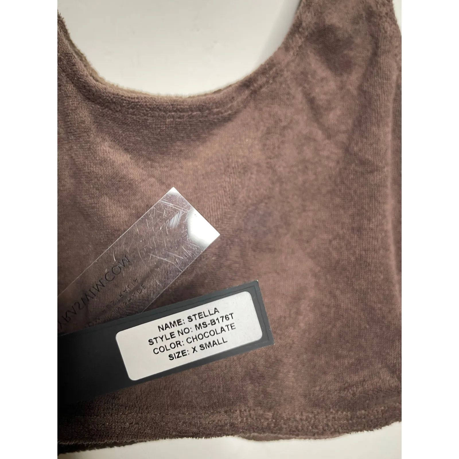 NEW MYRASwim Stella Crop Top Chocolate Brown Terry Cloth Size XS - Image 7