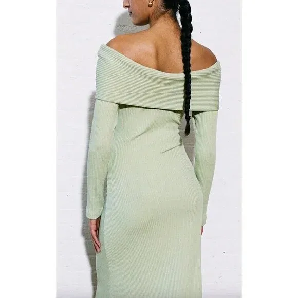 NWT Mara Hoffman Emery Sweater Dress Green Rib Knit Off Shoulder Midi Size XS - Image 8