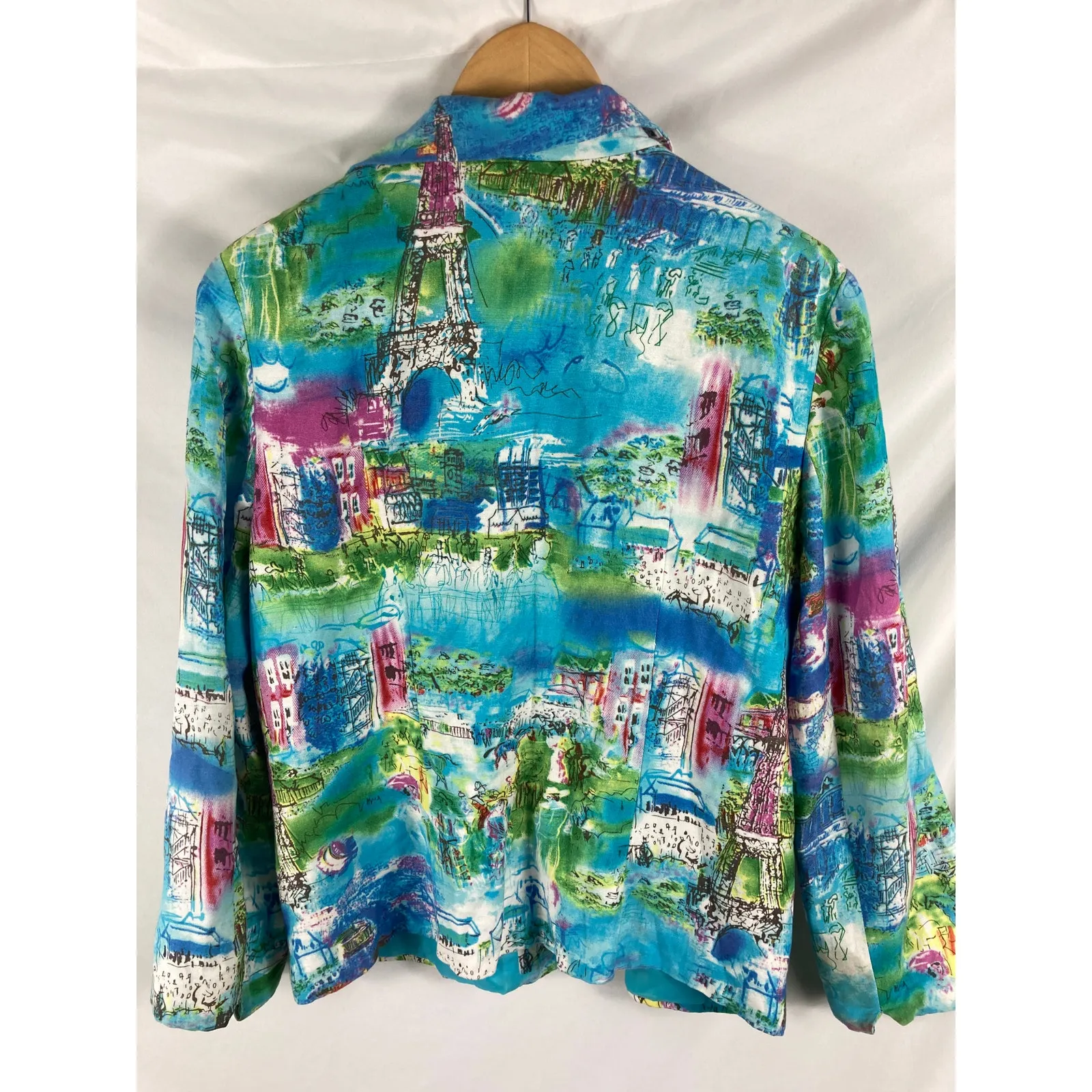 Coldwater Creek Eiffel Tower Button Down Linen Blend Blazer size Medium - Image 4