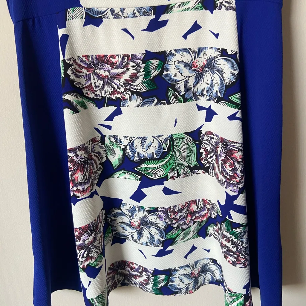 French Connection Floral Print Sleeveless Dress - Blue/White Sz 8 - Image 6
