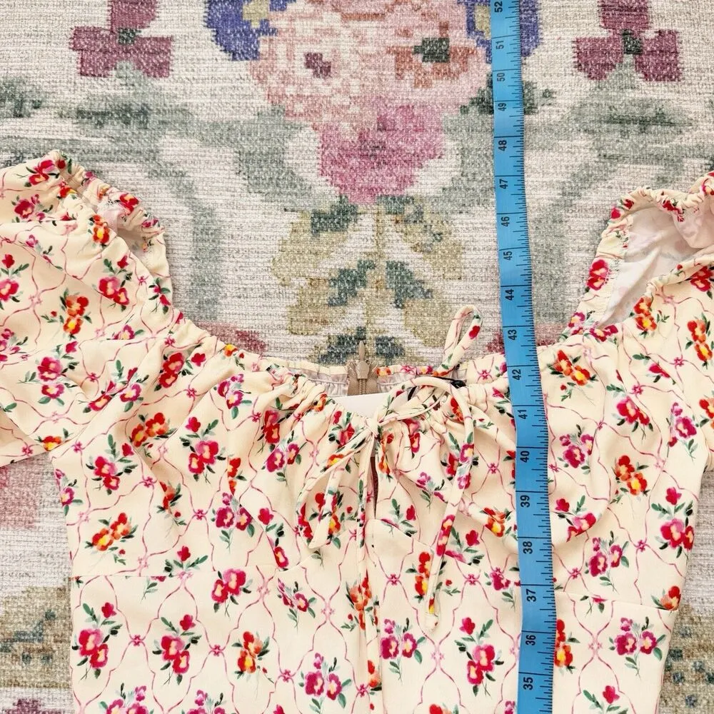 Resa Babydoll Dress Womens Medium Milkmaid Floral Cottagecore Smocked Bow NWT - Image 9