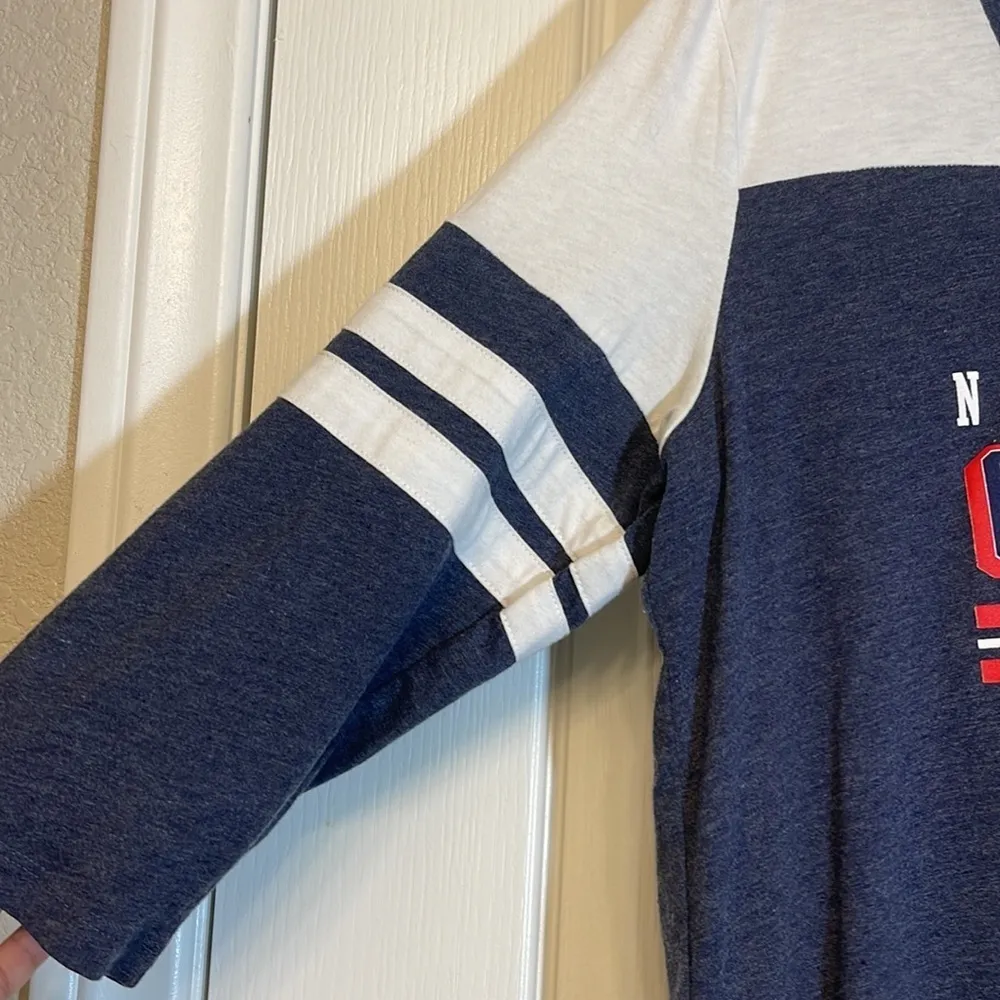 Women's Fanatics Blue White New York Giants 3/4 Sleeve Shirt Size XL EUC #6412 - Image 2