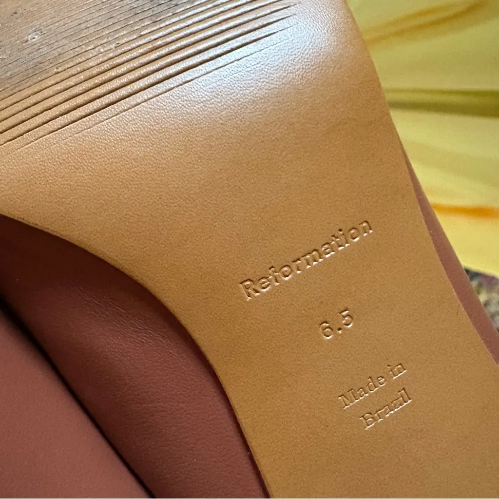 REFORMATION Lou Lou Block Heel Mule In Brown Size‎ 6.5 - Image 8