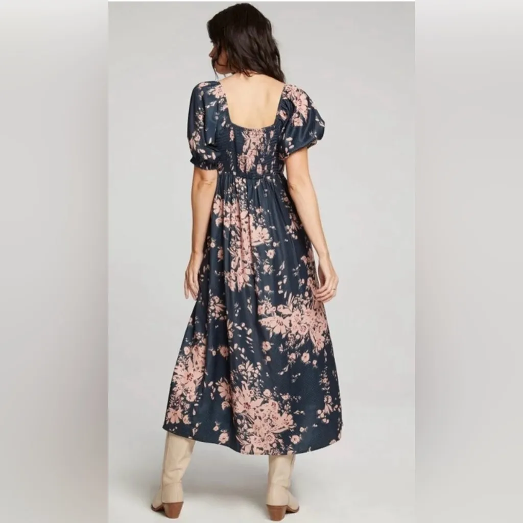 NWT Saltwater LUXE Alyvia Midi Dress Dark Ivy Floral Cottage Boho Smocked Puff M - Image 2