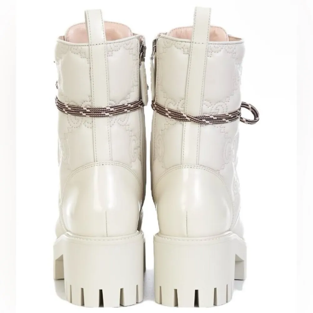 Gucci  GG Matelasse Lace Up Quilted Platform Combat Boots - Image 4