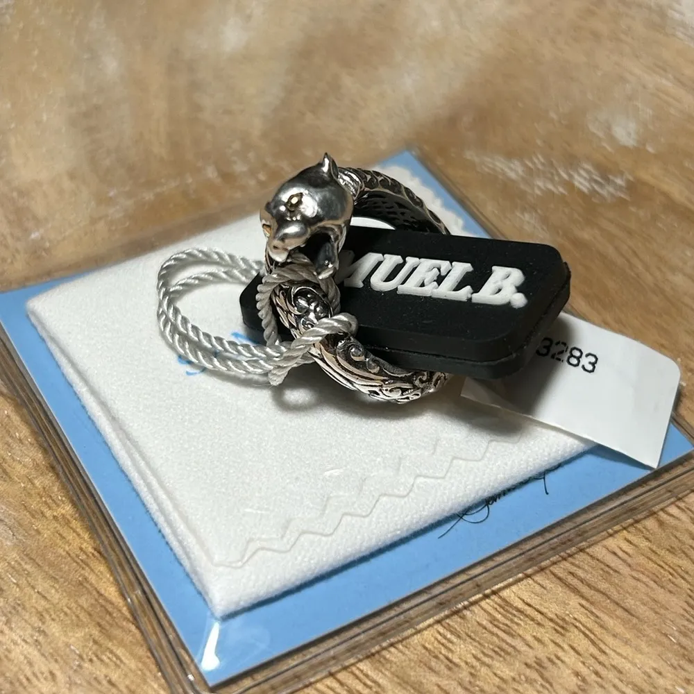 NWT Samuel B Sterling Silver 18K Gold Leopard Bypass Ring - Image 3