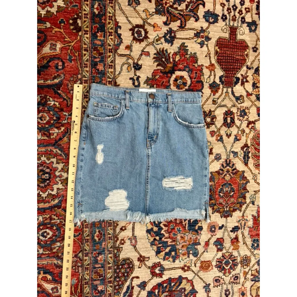 Current/Elliott High Waist Distressed Denim Mini Skirt Size 27 USA Made - Image 2