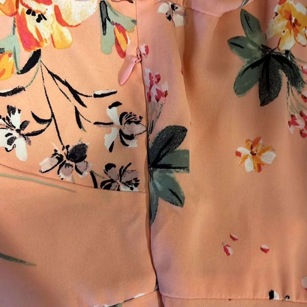 NWT LOFT Plus V Neck Peach Coral Floral Lined Dress Wedding Garden Tea Party 18 - Image 10