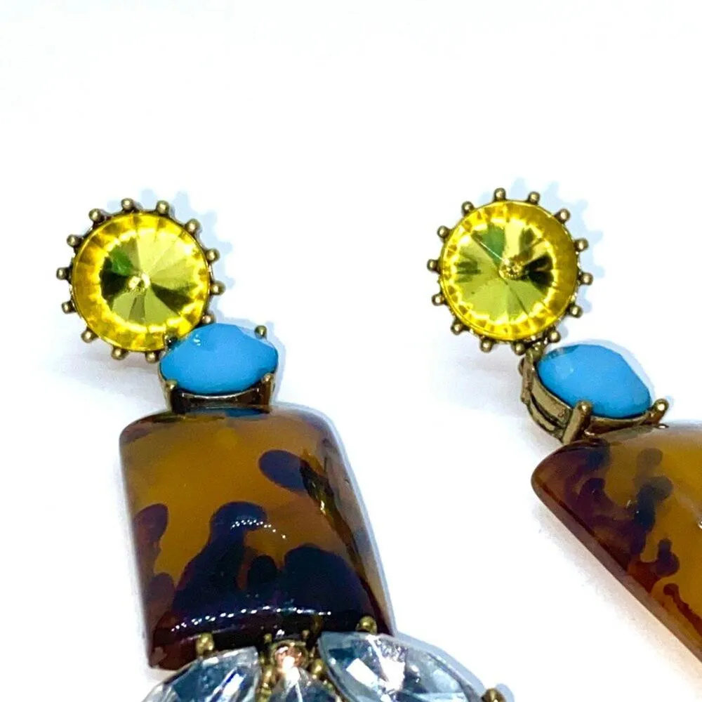 Multicolor Rhinestone Gem Dangle Earrings - Image 3