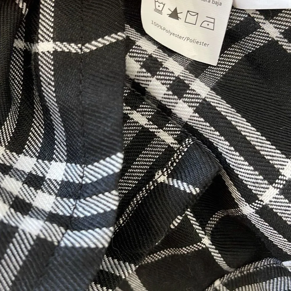 Charlotte Russe Plaid Pleated Tennis Mini Skirt (Black/White) - Small - Image 9