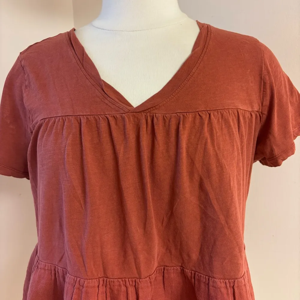 Sonoma Good For Life Women’s Peplum Tiered V Neck Top Dark Rust 100 % cotton - Image 3