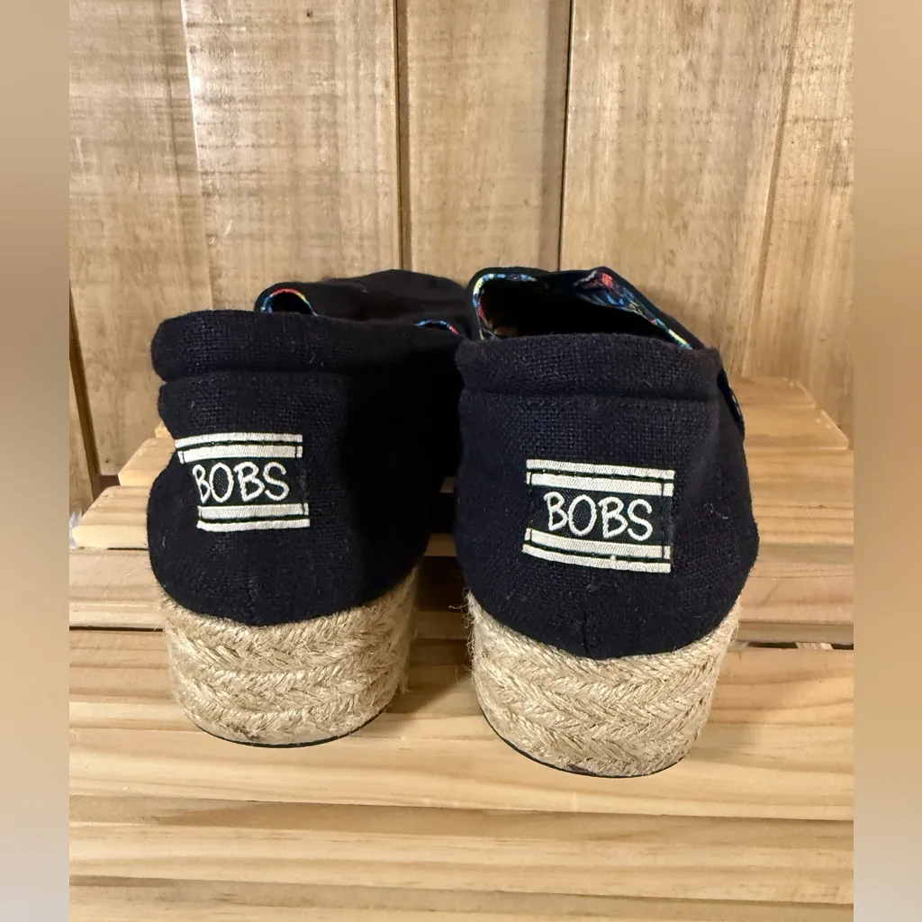 Bobs By Skechers Wedge Slip On Canvas Shoes Memory Foam Arch Pillow Black Sz 9W - Image 5