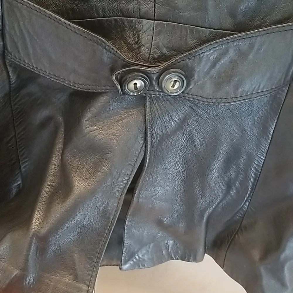 💕VERA PELLE💕 Vintage Black Leather Blazer Jacket - Image 7