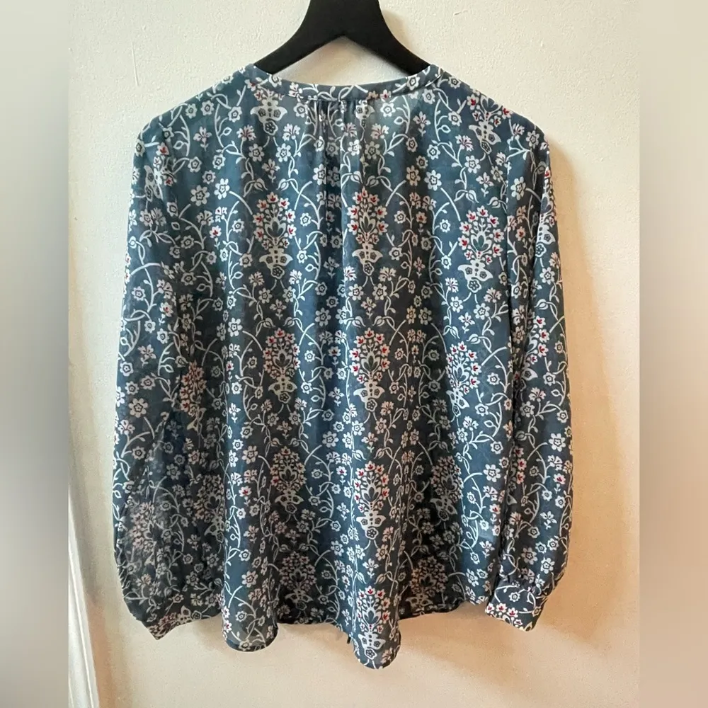 long sleeve blouse, blue, size small - Image 4