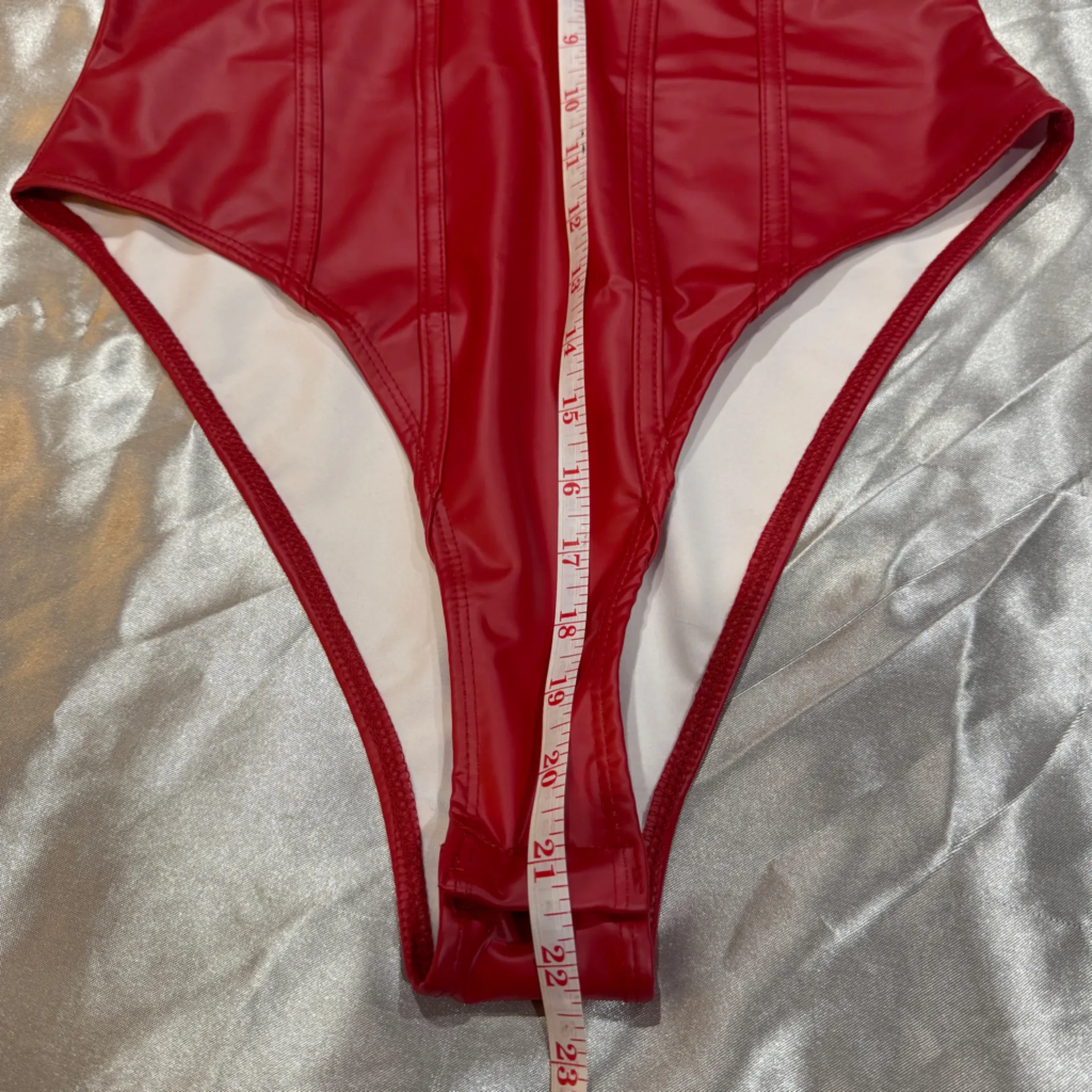 Red Faux Leather Bodysuit - Image 5