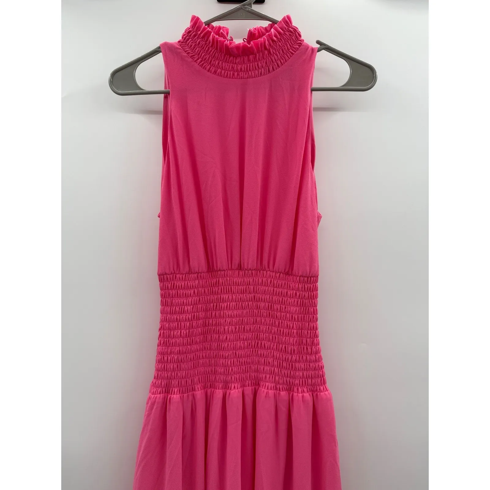 Alexia Admor Landry Pink Midi Dress Size XS Smocked Waist Sleeveless Party - Image 3