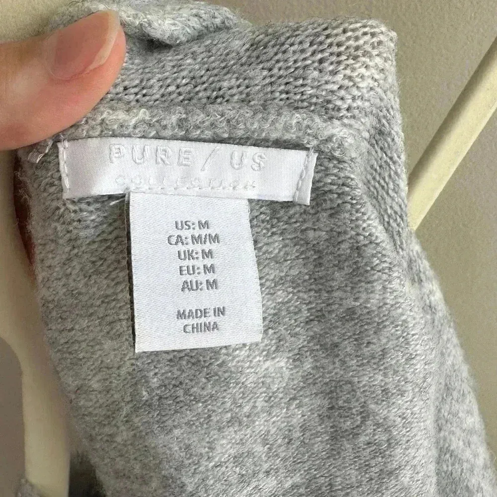 Pure / US Collection Grey Cross Front Sweater, Cozy Trendy Fall Knit, Medium Gray - Image 15