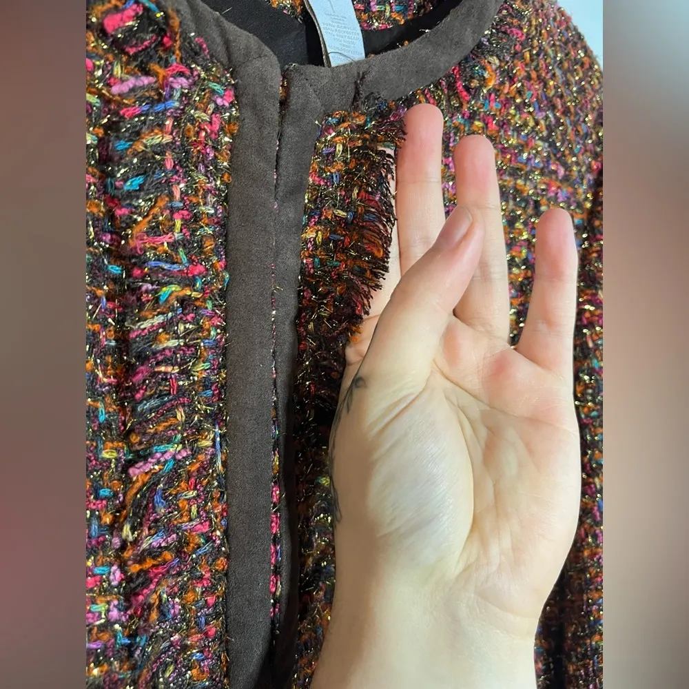 CHICO’s Rainbow Shine Vikey Jacket Glitzy Bling Vintage Golden Threads Size 1 - Image 11
