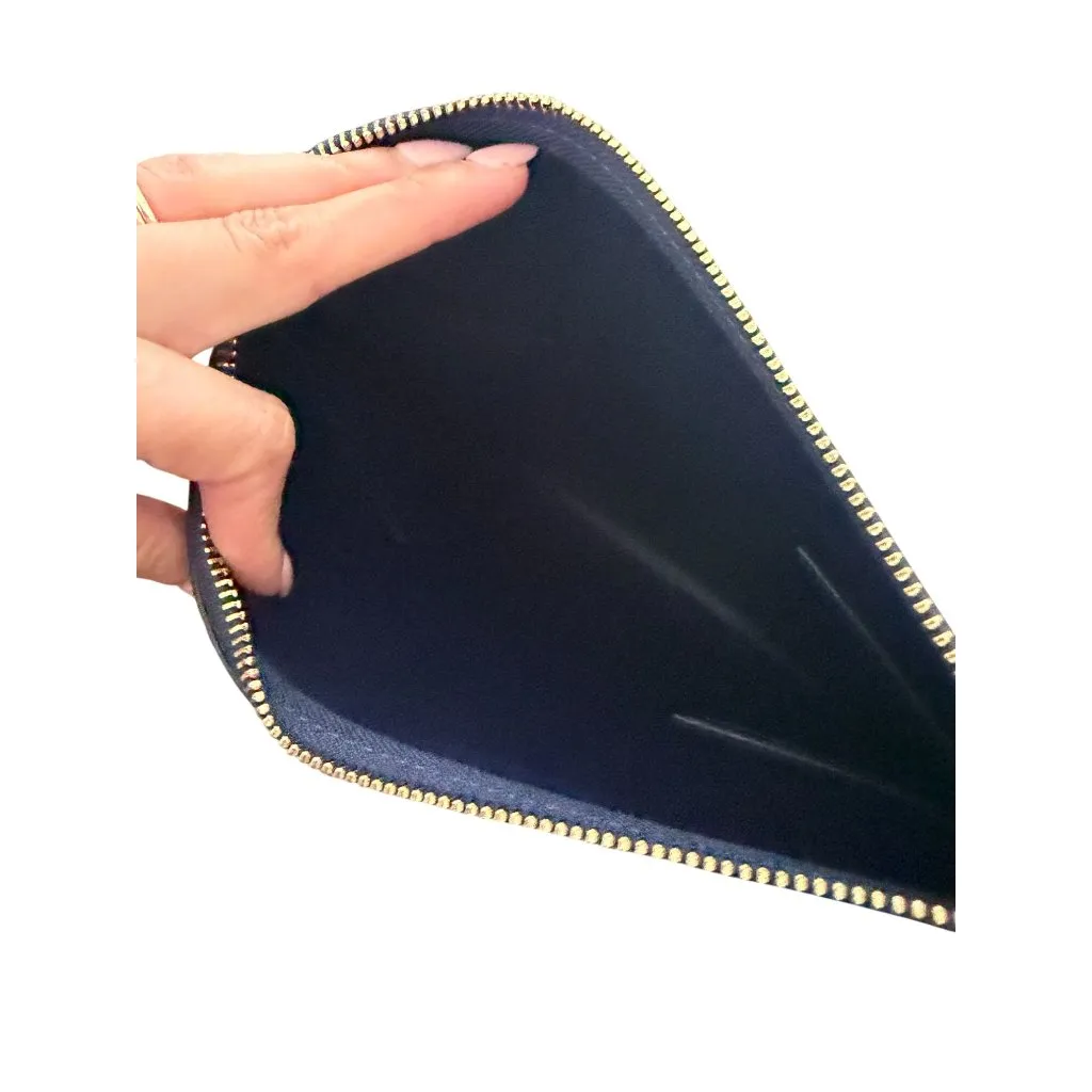 Tory Burch  Navy Blue Leather Envelope Clutch Bag - Image 4