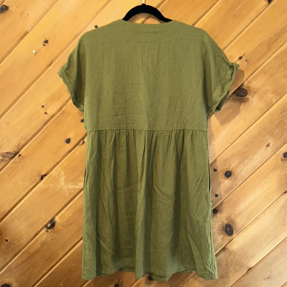 Universal thread olive green linen shirt dress - Image 6