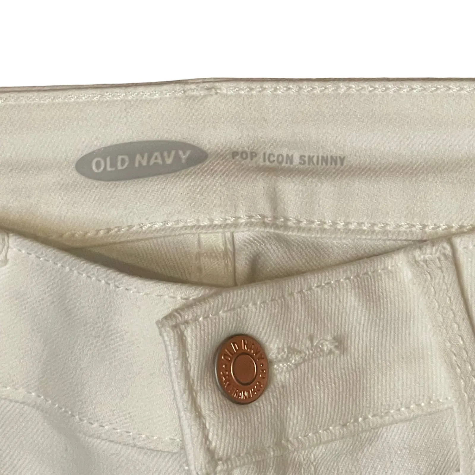 Old‎ Navy Pop Icon Skinny Jeans Women Size 28  High-Rise Stretch White Denim - Image 7
