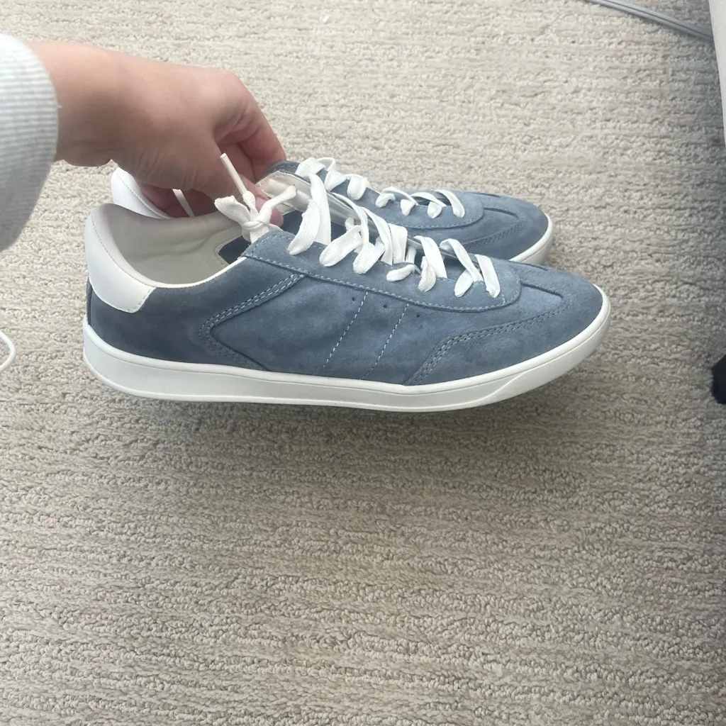 ZARA LEATHER SUEDE ATHLETIC BLUE SNEAKERS US39 - Image 8